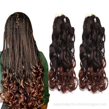 Loose Wave Crochet Braids Hair Pre Stretched Braiding Hair For Women Ombre Black Brown Blonde 22inch Spiral Curls Synthetic Hair